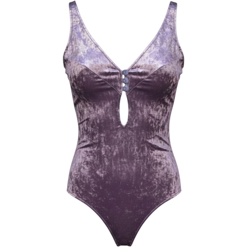 Vintage 1950's Robby Len RARE Purple Crushed Velvet Swimsuit Pinup Style  13/14